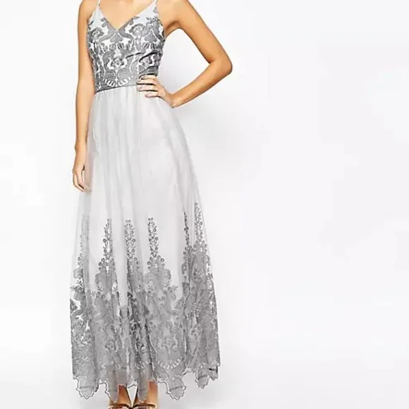 Chi chi london cami strap maxi dress with premium lace hotsell